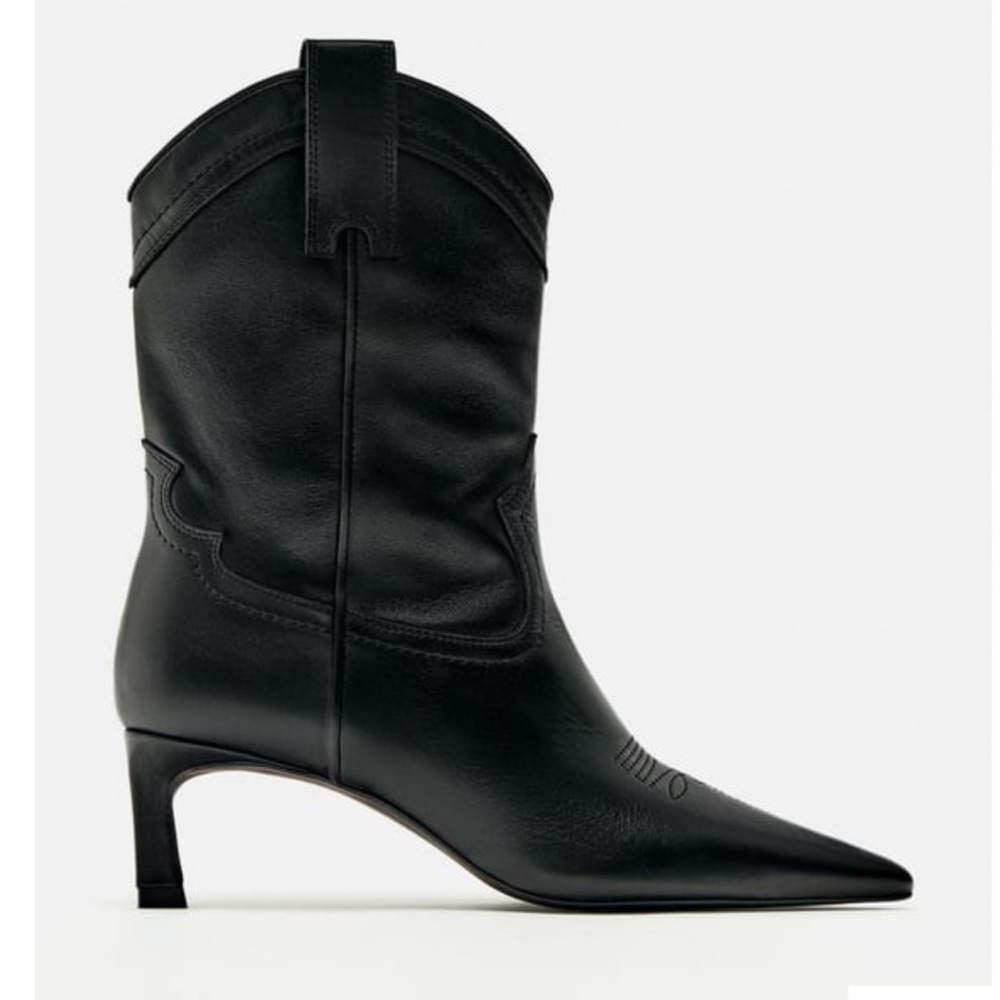 Zara new with tags real leather cowboy boots size 38